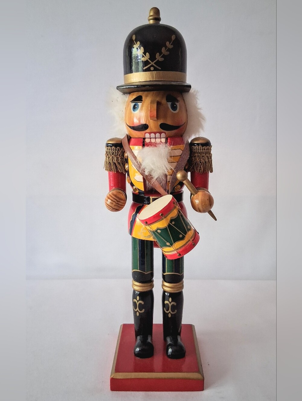 Vintage Hand Painted Wooden Nutcracker - Soldier Drummer